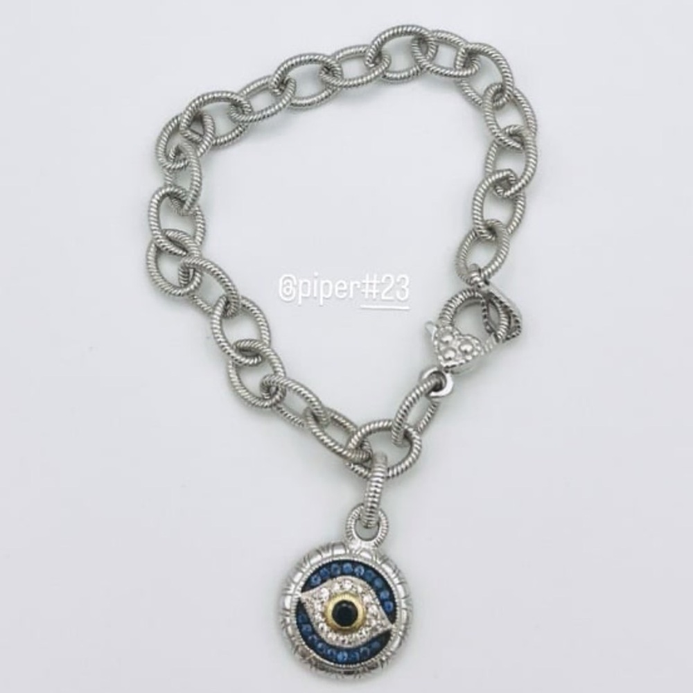EUC Judith Ripka JR TWO Little Luxuries Sapphire Evil Eye Bracelet